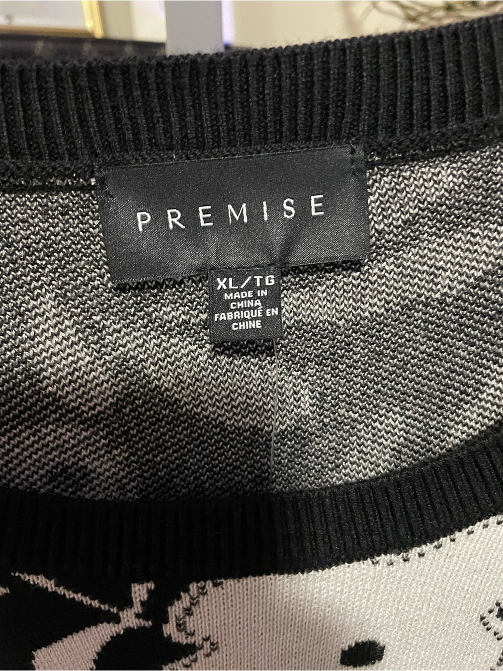 Premise Black and White Floral Scoop Neck Sweater - Picture 2 of 5